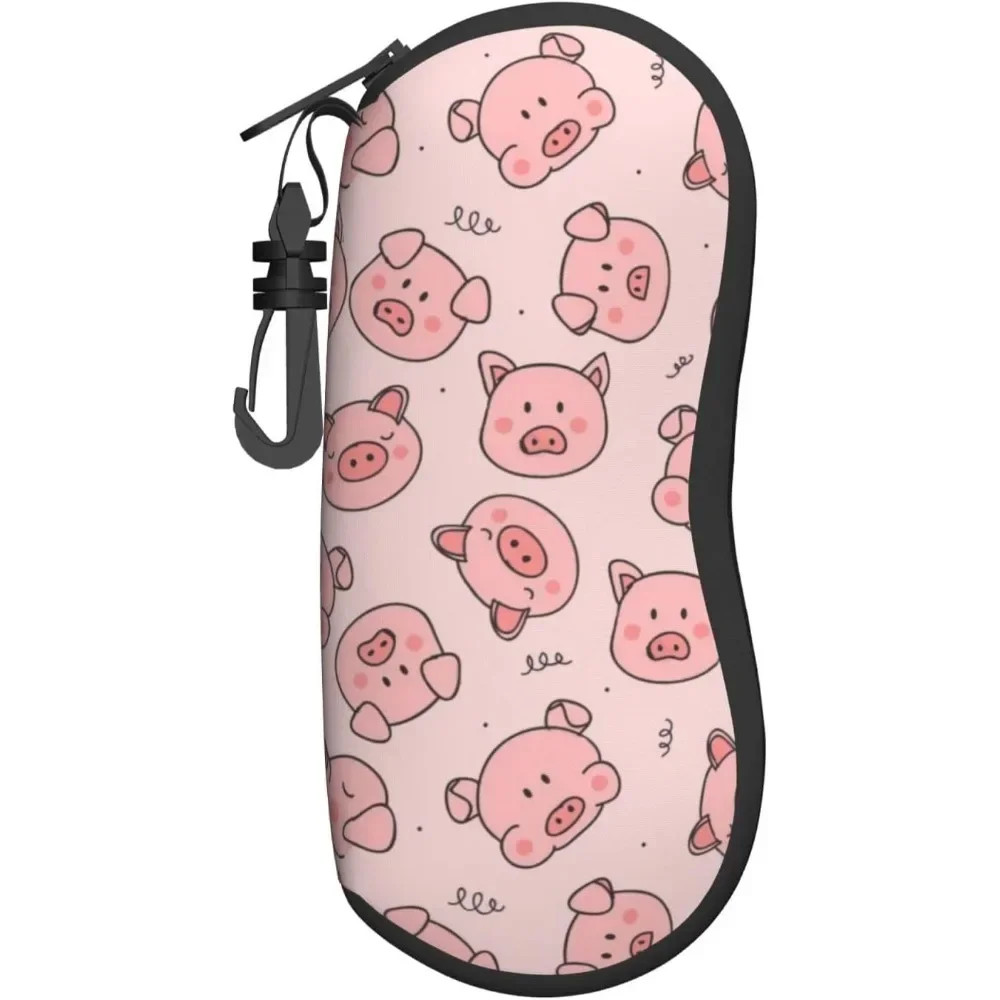 Cute Pigs Pink Glasses Case Pouch Prints Zipper Soft Eyewear Storage Box Outdoor Travel Portable Anti-pressione occhiali da sole Bag