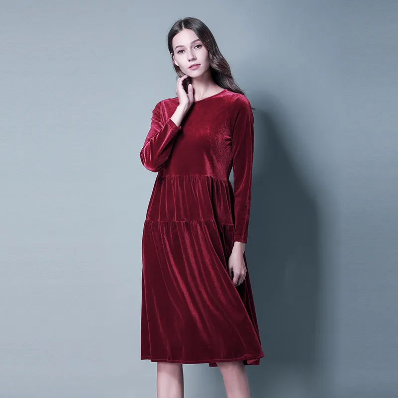 Frankreich stil frauen elegante vintage velours party kleid Herbst Plissee gekräuselte samt kleider für frauen 2025, Vestidos de festa