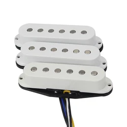 FLEOR 3PCS Flat Top Single Coil Pickups Vintage Alnico 5 ST Electric Guitar Pickups 50/50/52mm Set White