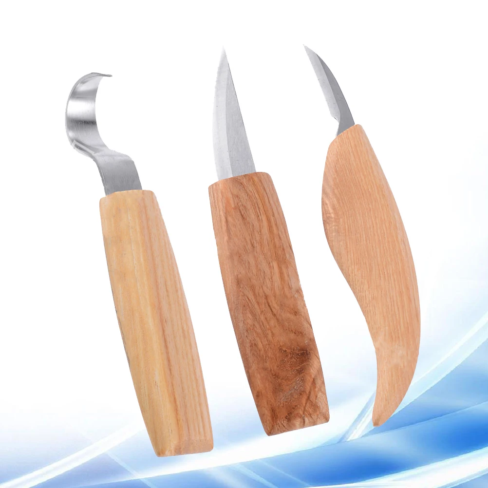 

3 Pcs Stainless Steel Wood Carving Kit Carbon Blade Ergonomic H WhittlingKnife Carpenter Tool Cutting Wooden
