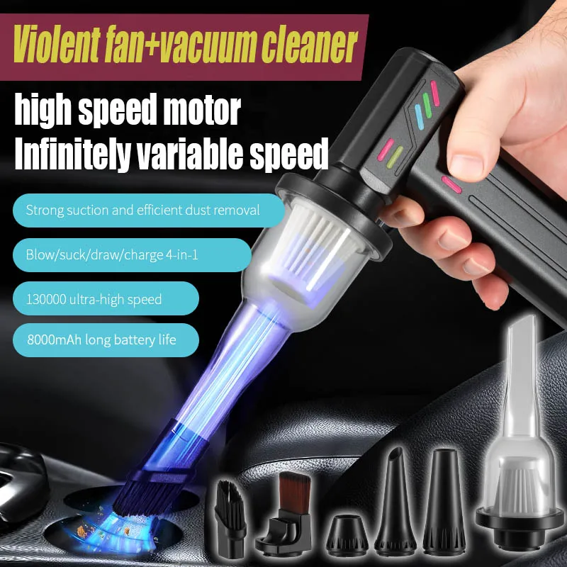 

High-Power Large Capacity Handheld Fan Lithium Battery Car Camping Dust Blower for Household Outdoor Use
