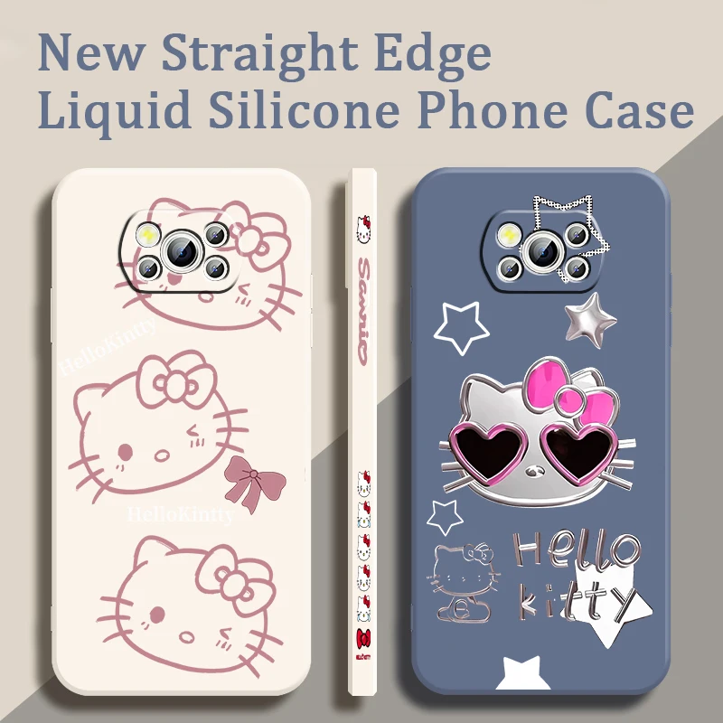 

Disney Hello Kitty Casual Liquid Left Rope For Xiaomi Mi Poco X6 X5 X4 X3 M6 M5 M5S M4 M3 F5 F4 F3 Pro 5G Soft Phone Case