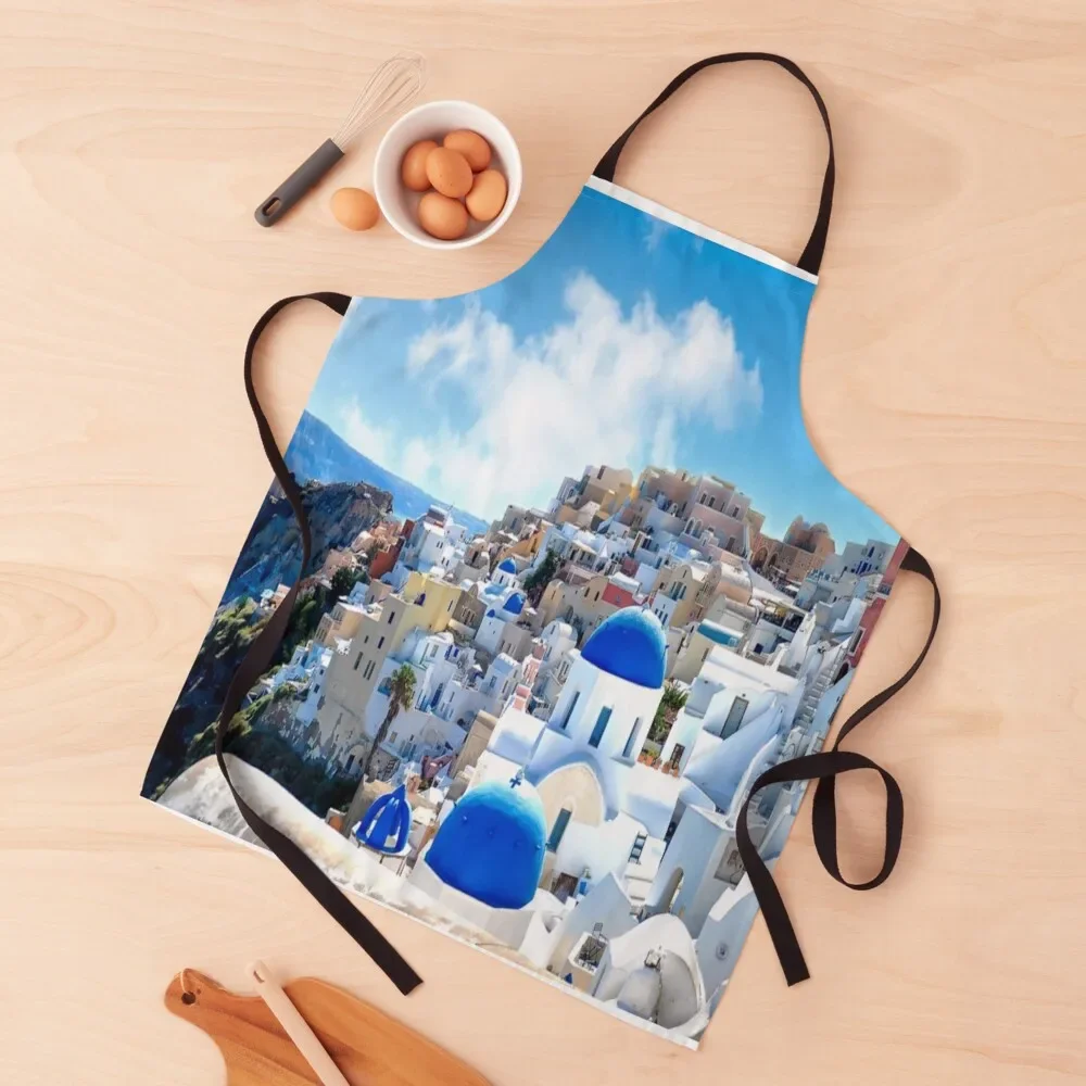 

santorini greece flag Apron For Cooking Chef Uniform For Men Kitchen And Household Goods professional hairdresser Apron