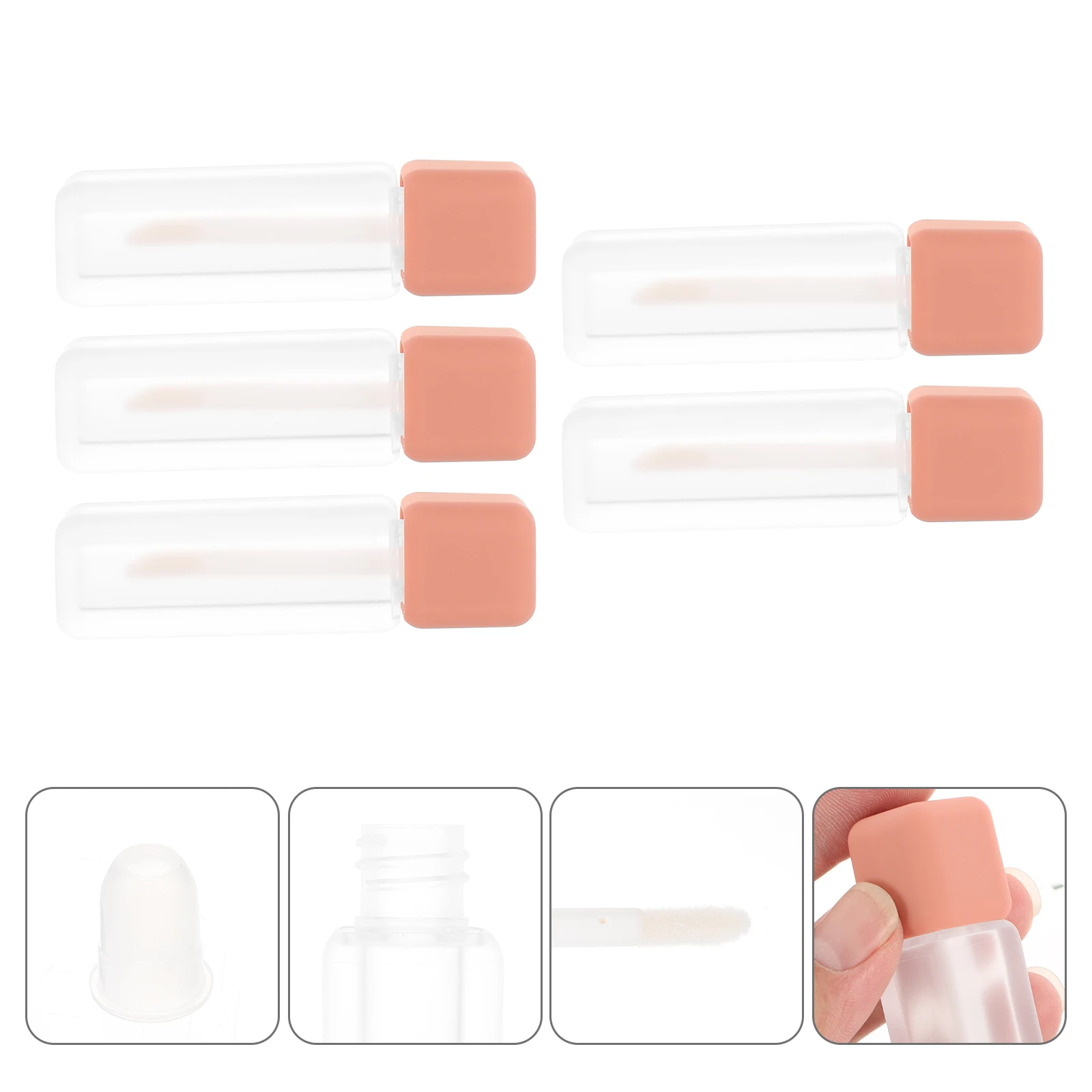 5 szt. tubek na błyszczyk 6 ml, cylindryczne puste pojemniki na szminkę, mini pojemniki na balsam do ust, wielokrotnego użytku, do przechowywania kolorów do ust, do użytku w podróży
