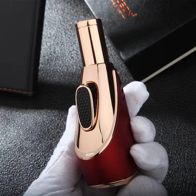 Windproof Direct-fire Triple Flame Lighter Direct-fire Cigar Welding Gun Windproof Spray Gun Metal Inflatable Lighter Gift Box