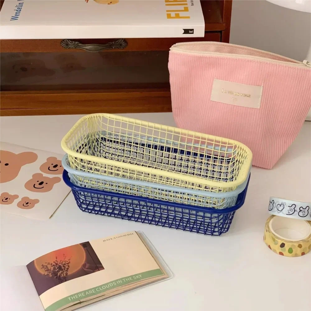 

New Metal Storage Basket INS Mini Organizer Basket arrange simple Make Up Sorting Holder Office Stationery