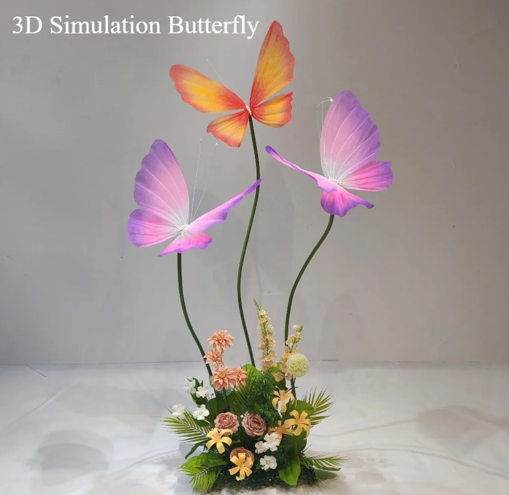 3D Simulation Butterfly Silk Mesh Butterflies Wedding Decoration Road Guide Flower Shopping Mall Window Display Party Supplies