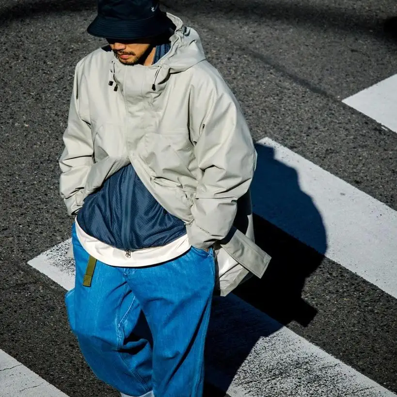 

Classic Hooded Mid-Length Jaet 24aw Nana 2L Busin Casual Loose Fit All Seasons Long Sve Windbreaker for Men