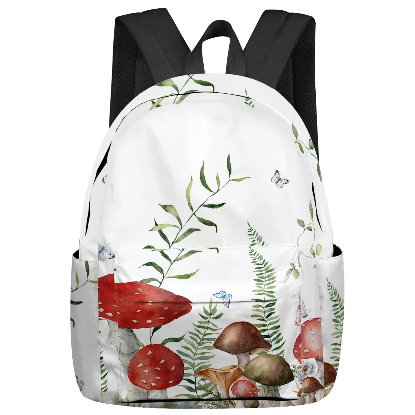 

Mushroom Green Plant Butterfly Feminina Backpacks Teenagers Student School Bags Laptop Backpack Men Women Female Travel Mochila