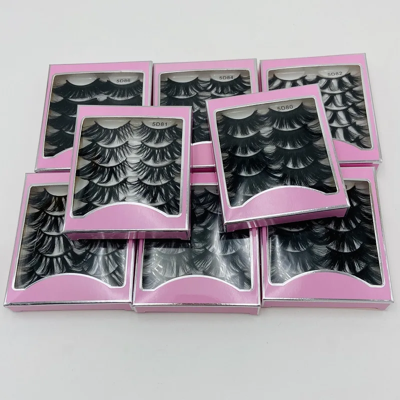 New 5 Pairs Mink Hair Lashes 25mm 5D Fluffy Soft Fals Eyelashes Natural Long Thick Eyelash extension Reusable Fake Lash make up