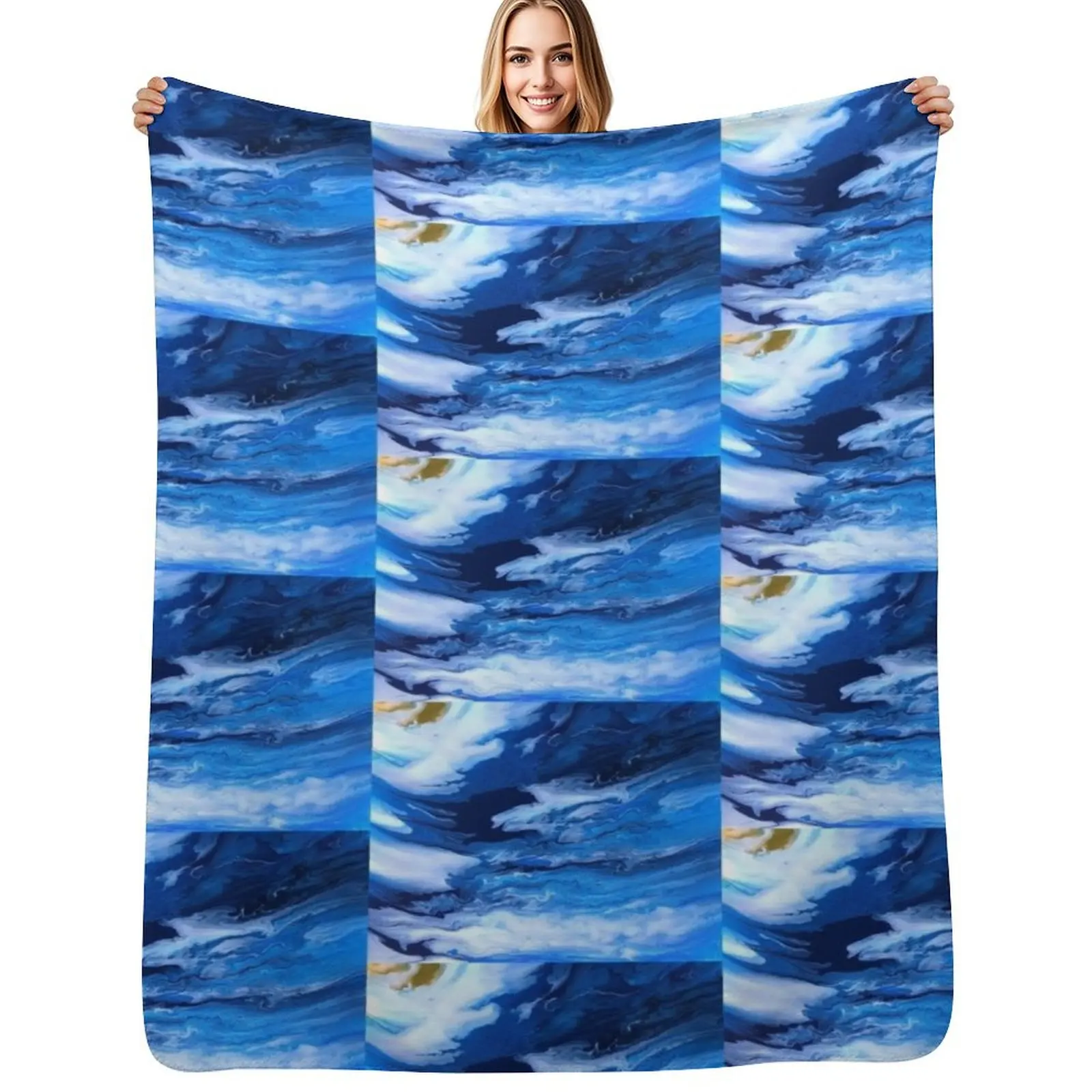 

Waves Throw Blanket Plush manga halloween Thin Blankets