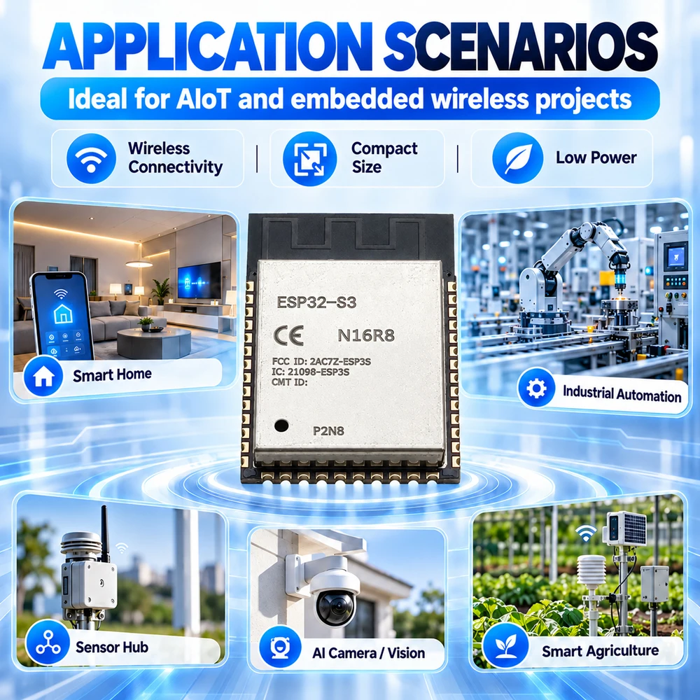 ESP32-S3 N16R8 2,4G WLAN BT Modul 32-Bit Dual-Core Stromsparend 8MB PSRAM 16MB Flash ESP32-S3WROOM-1 – Detail 6