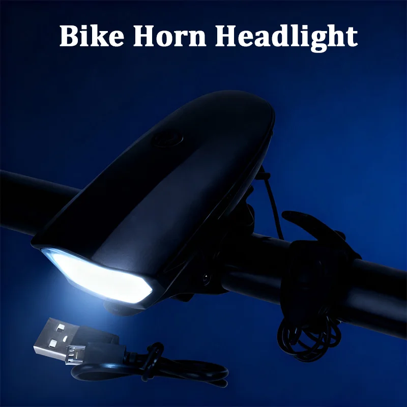 

Bicycle Front Light with Bike Horn USB Recharge Road MTB Handlebar Lamp 120DB Electronic Bicycle Headlights Night Riding Parts