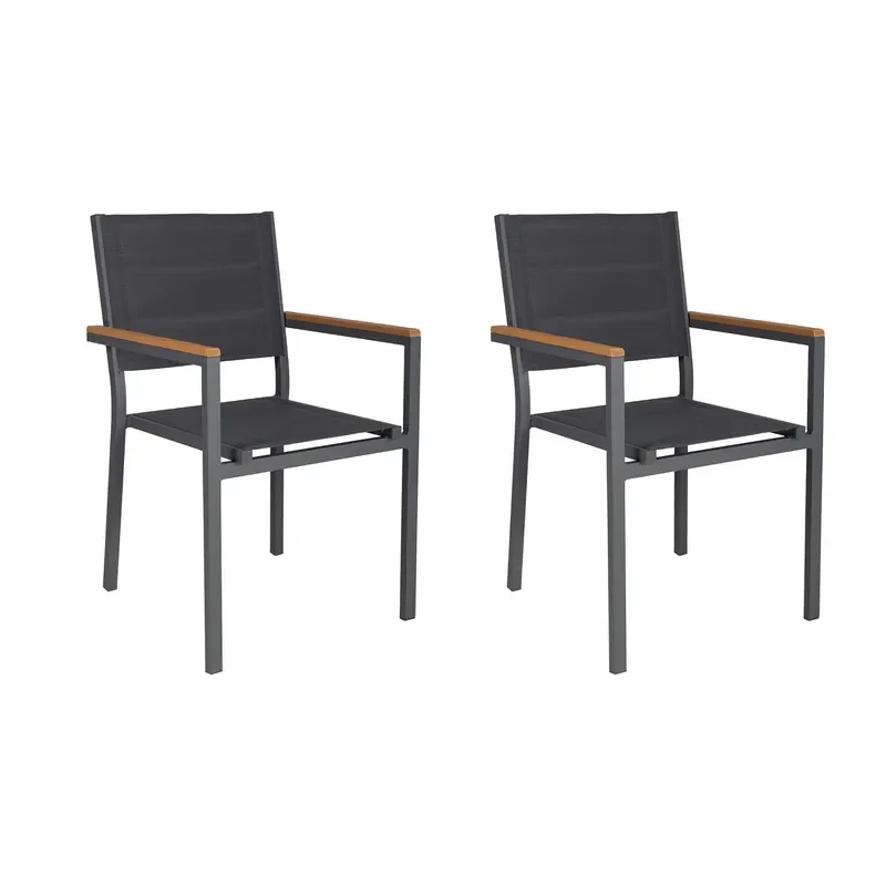 Modern Aluminum Stackable Outdoor Garden Chair with Textured Padding for Terrace Dining Living Room or Hotel Use