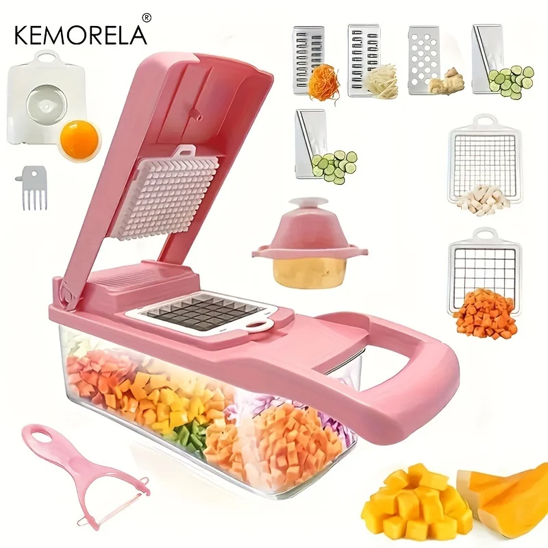 KEMORELA 16 in 1 Vegetable Chopper Multifunctional Fruit Slicer Vegetable Slicer Cutter Onion Mincer Chopper Kitchen Gadgets