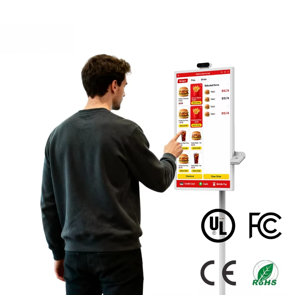 21.5 inch Digital Signage display restaurant payment kiosk self checkout kiosk supermarket Burger Shops/Coffee Shops