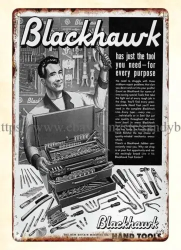 garden  home decor 1963 Blackhawk Tools Chest metal tin sign