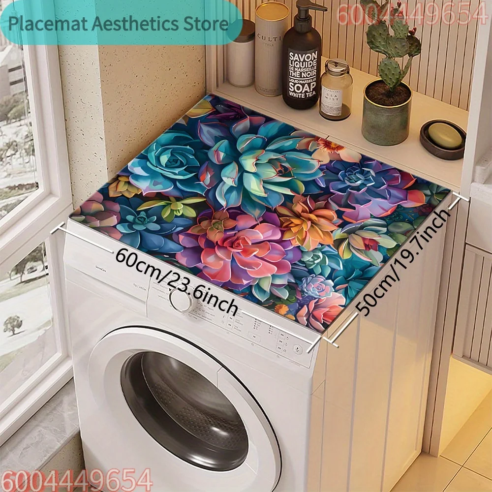Dish Drying Mat Featuring a Vibrant Succulent Flower Design, Ideal for Use Under Coffee Machines. This Kitchen Accessory Is Quic