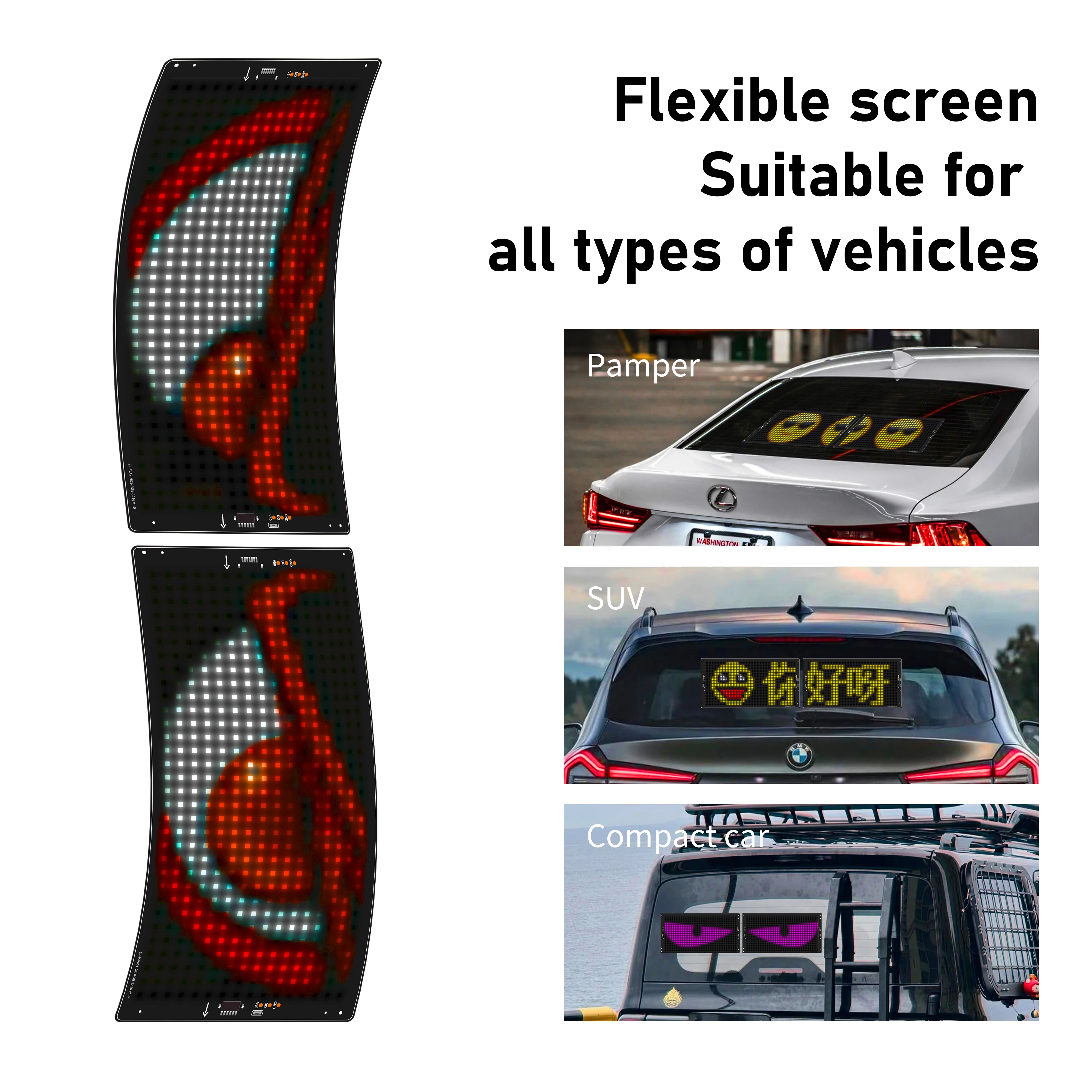 トラック用LEDアイ LEDマトリックスパネル RGB LEDカーパネル DIY プログラム可能 Bluetoothアプリ制御 スクロール広告ライト