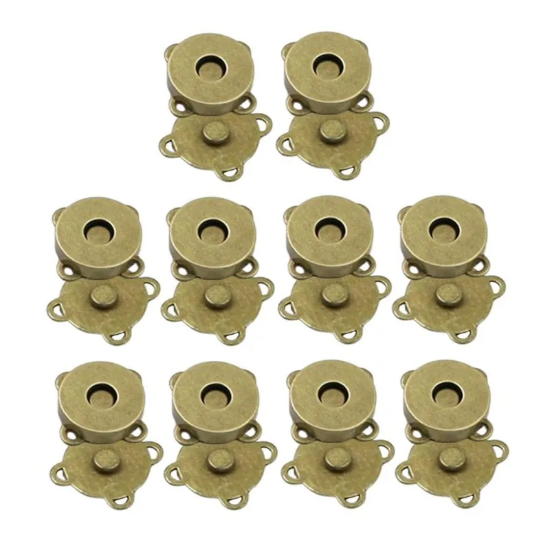 10x Magnetic Closure Buttons For Sewing Handbag Purse Snap Clasps Fastener Snap Buttons DIY Patchwork Tool