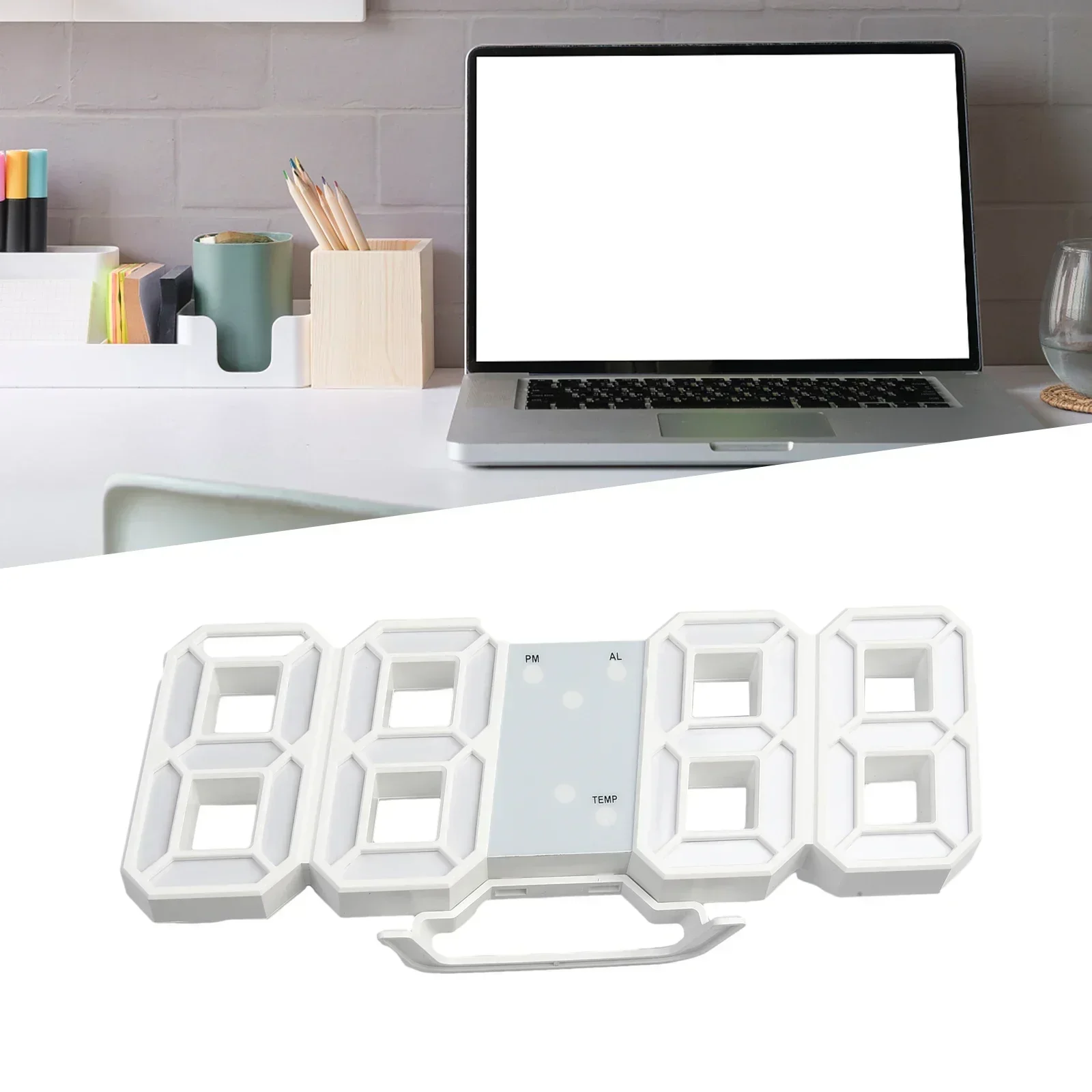 Horloge murale numérique de 25,4 cm - Grande horloge murale LED avec télécommande multifonctionnelle - Horloge murale moderne avec minuterie - Compte à rebours - Température du jour et 2 alarmes
