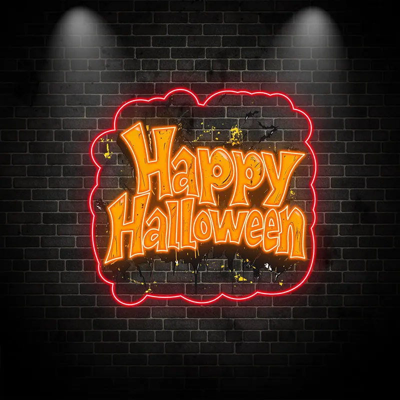 Happy Halloween Neon Light Sign, LED Wall Decoration for Halloween, Spooky Haunted House, Indoor/Outdoor Trick-or-Treat Decor