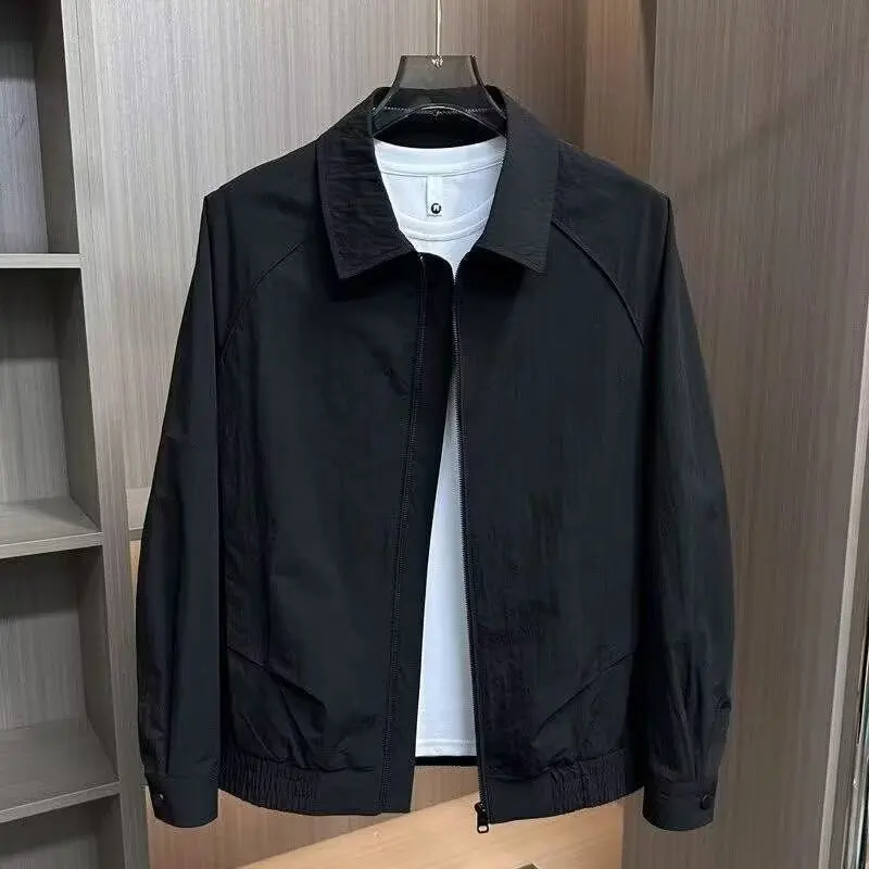 

Spring 2025 Men's Faionable Outdoor Casual Jaet Stand Collar Lightweight Stand Fit Long Sve Youth ular Sle