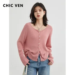 CHIC VEN Women Cardigan New Multicolor Optional Knitted Thin Female Tops Long Sleeve Jumpers Ladies Outerwear Spring Autumn 2023