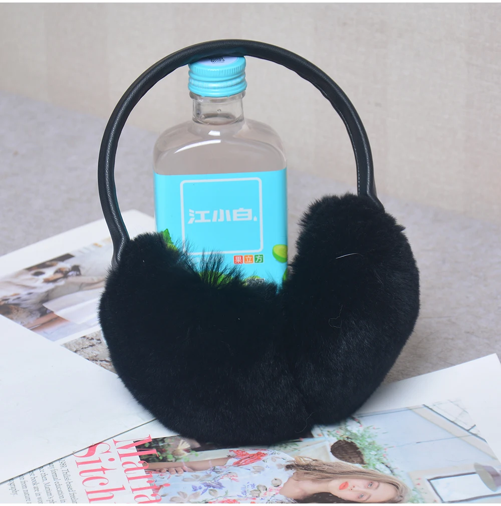 Rex Rabbit Fur Hang Ear Cover Warm Winter Earmuffs Headwear Ear Muffs Fur Earmuffs Cold Ear Warmer Fold Ear Protection Headband