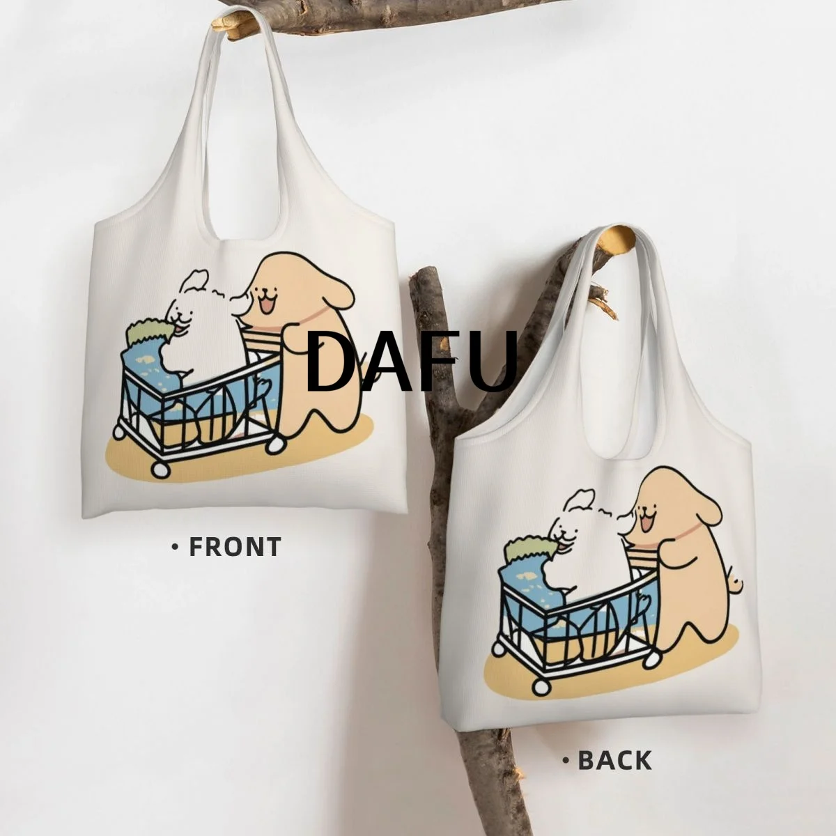 Shopping Adventures With Friends Large Capacity Canvas Tote Bag Single Shoulder Commute Bag For Women Eco-Friendly Shopping Bag