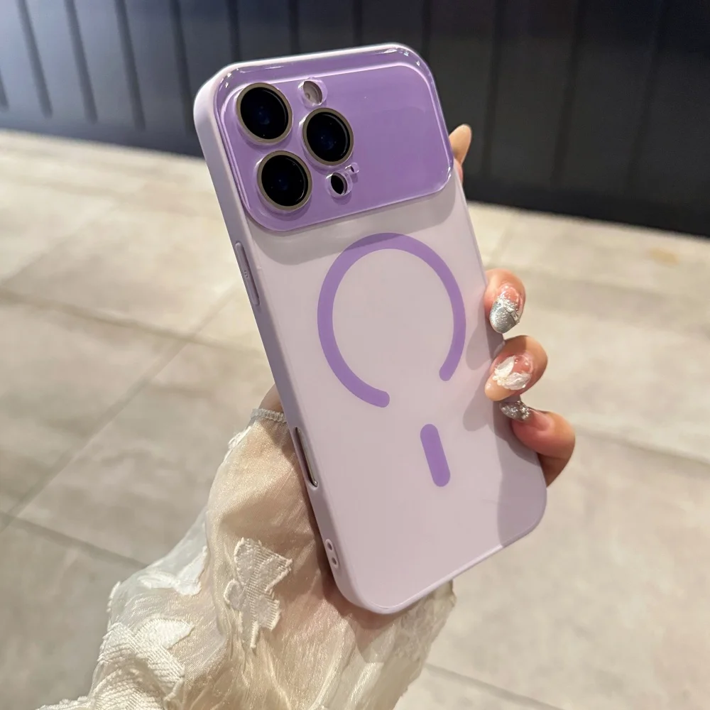 Popular Candy Color Large Window Shockproof Case For iPhone 17Air 16 15 14 13 12 Pro Max Wireless Charging Fall Prevention Cover