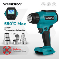 Yofidra 2500W Electric Heat Gun 2 Gears LED Temperature Efficient Home Air Dryer With 3 Nozzles For Makita 18V Battery Pin