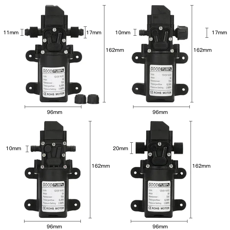 1pcs Automatic Flow Switch 6L/Min DC12V 70W 130PSI AUTO Diaphragm Water Pump Small Safe High Pressure Self Priming Pumps image 2