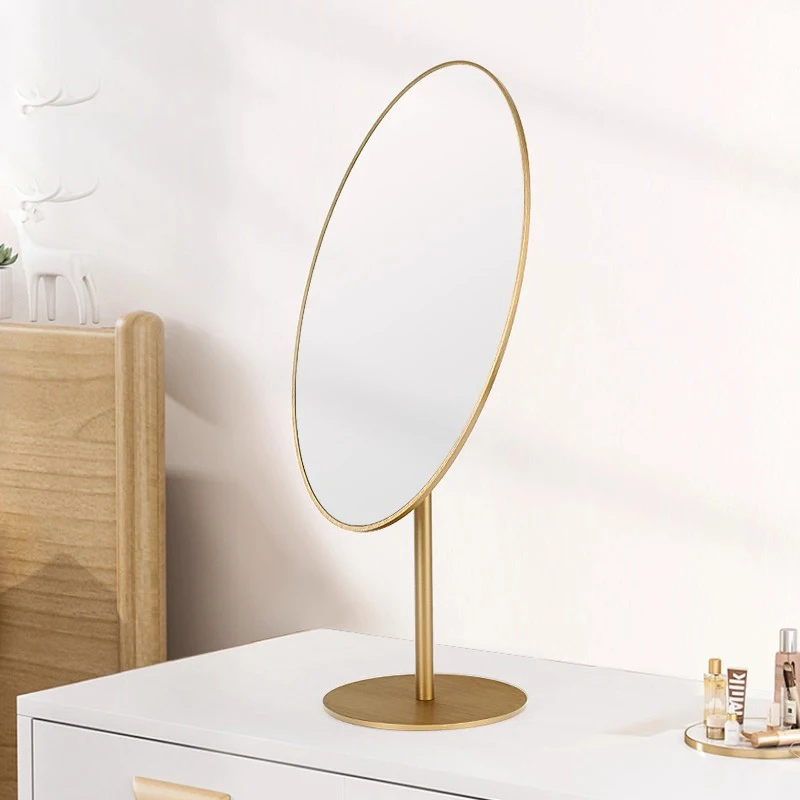 

Modern Desk Mirror Makeup Gold Cosmetics Dressing Table Nordic Mirror Portable Oval Aesthetic Spiegel Wand Home Products
