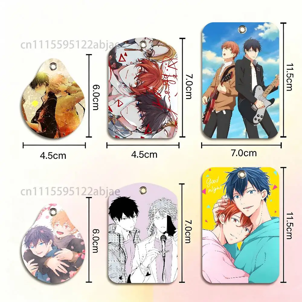 R-Ritsuka and Mafuyu G-Given Card Case Leather Card Holder Keychain Key Ring Transportation Card Case With Lanyard