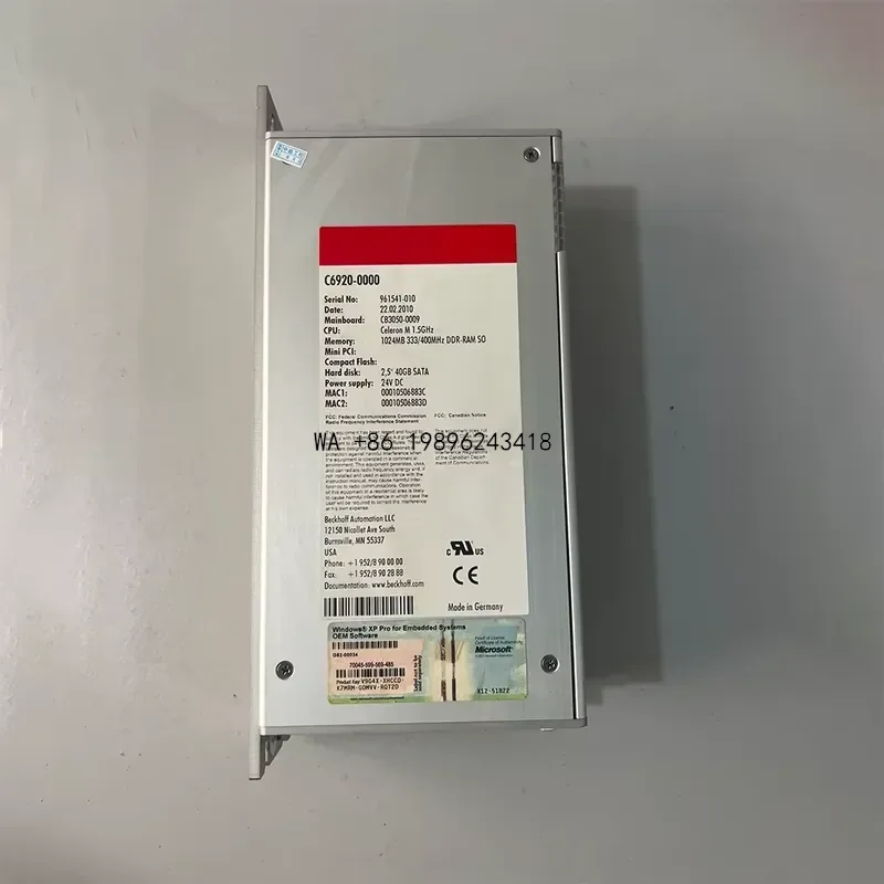 Wmwmnu C6920-0000 Industrial Control Module for BECKHOFF PLC System Automation Controller Replacement Part High Performance