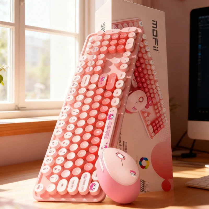 مجموعة لوحة مفاتيح وماوس لاسلكية من Mofii، كتابة عالية جمالية وهادئة ونقر متوافقة مع أجهزة الكمبيوتر المحمولة/الكمبيوتر المكتبية، للاستخدام المريح