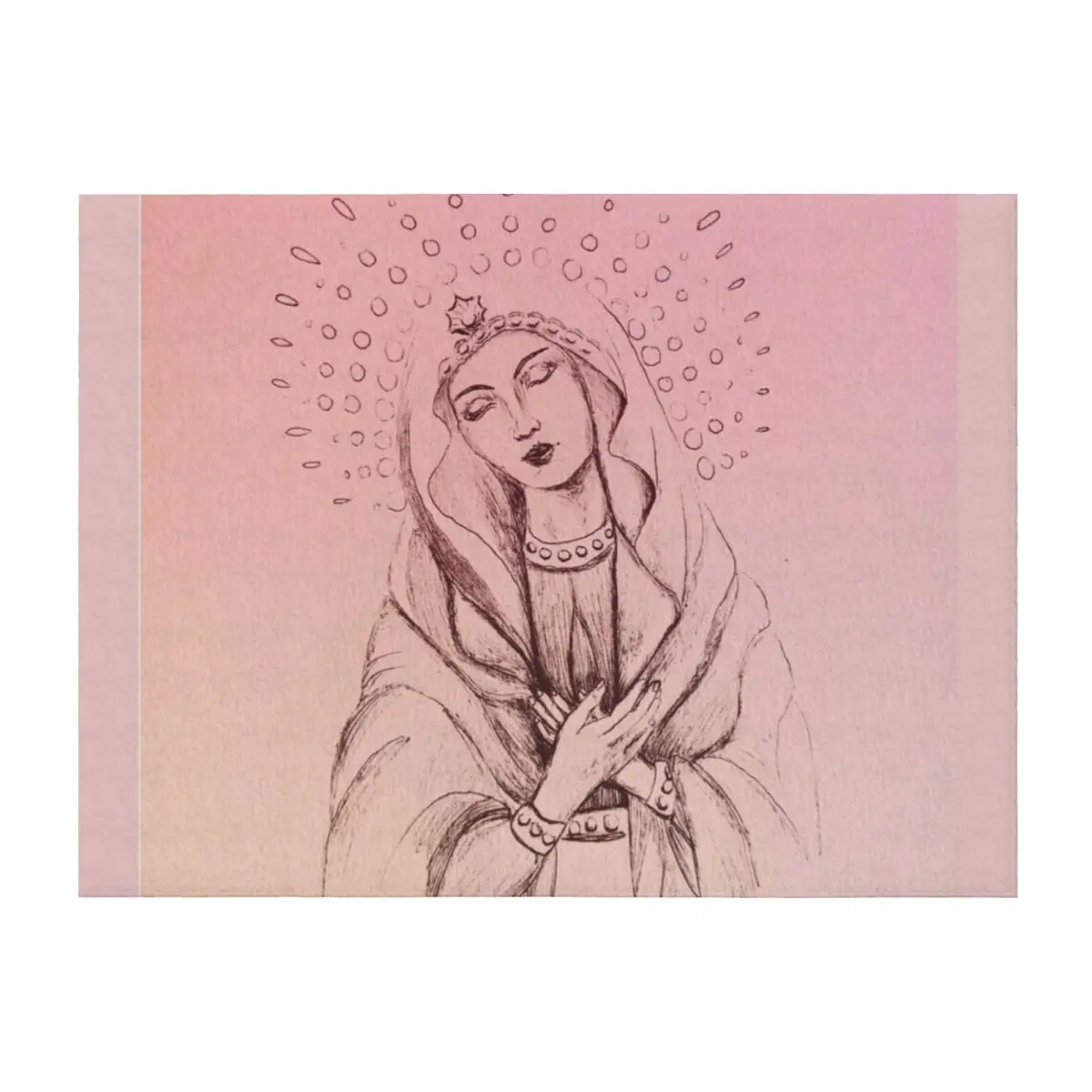 

Mother Mary Heart in Pink Throw Blanket Sofas Flannels funny gift Blankets