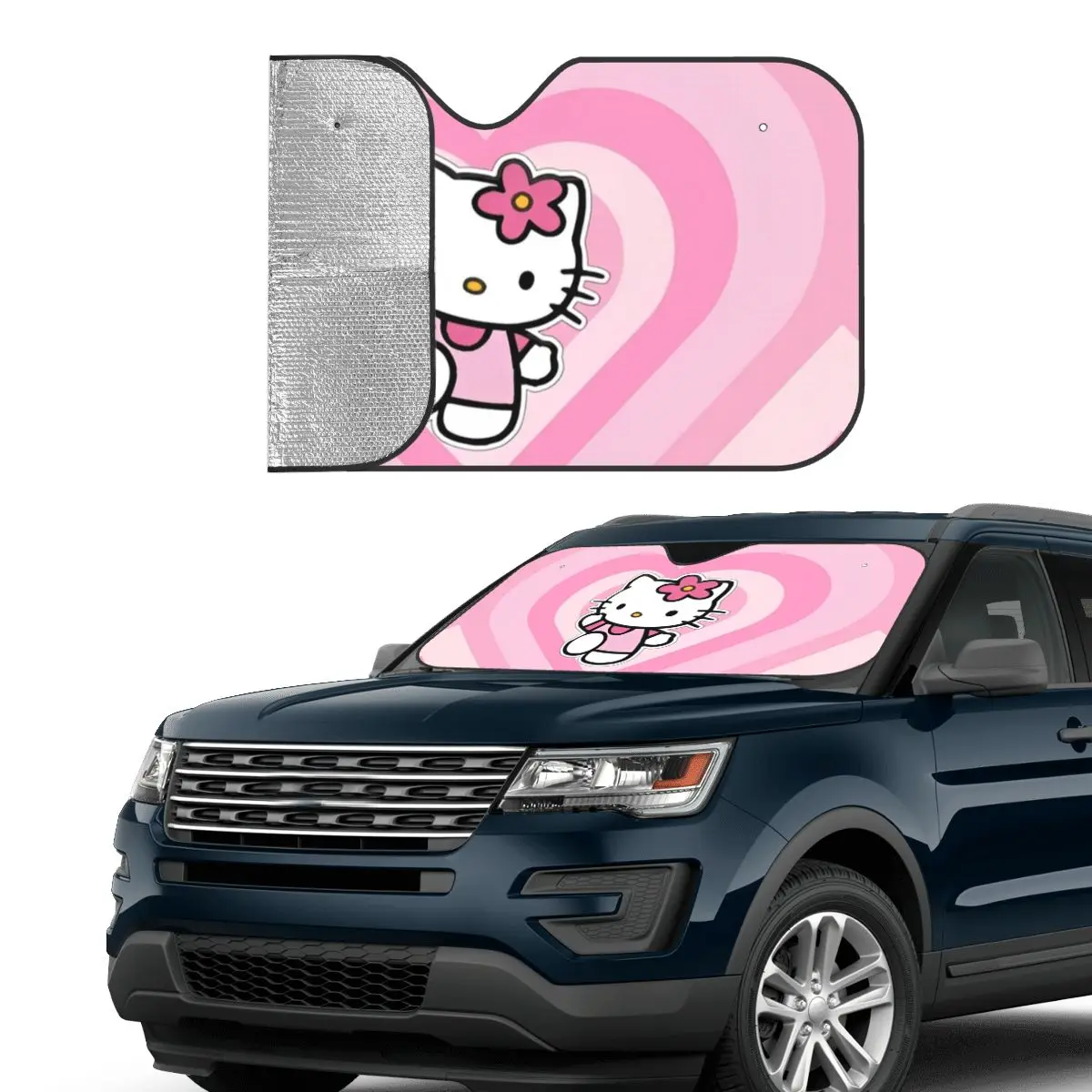 Hello Kitty Say Hello Windshield Sunshade Fold-up Cover Front Block Window 76x140cm Sun Visor Car-styling