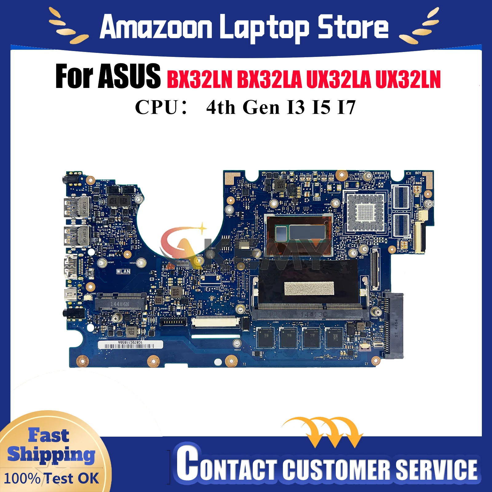 

UX32LA Laptop Motherboard For ASUS ZenBook BX32LA UX32L BX32LN UX32LN UX32LA Notebook Mainboard With I3 I5 I7 CPU 100% tests OK