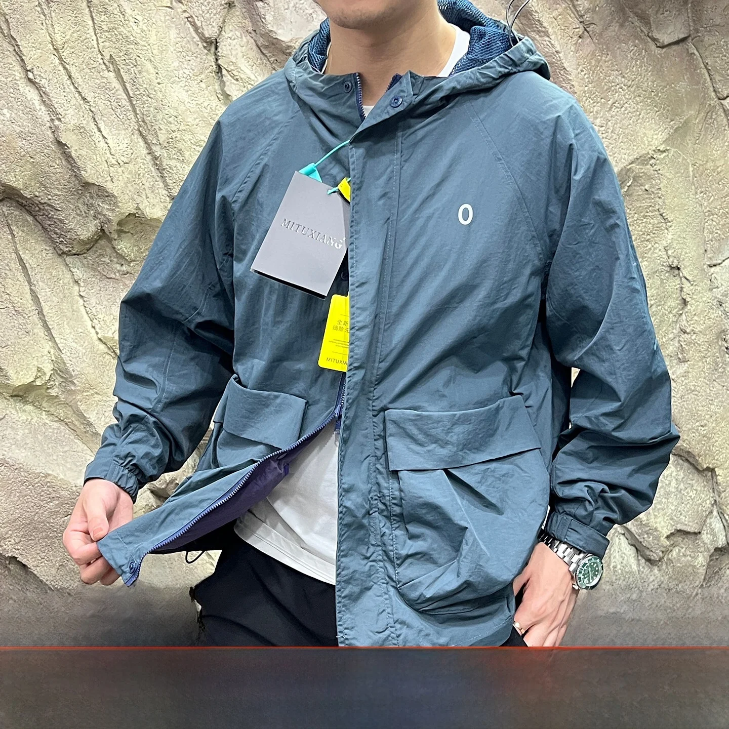 

ex Outdoor Hooded Jaet Double-Sided Wear Windproof Waterproof Couple Sle Functional Nylon Spring Summer Autumn