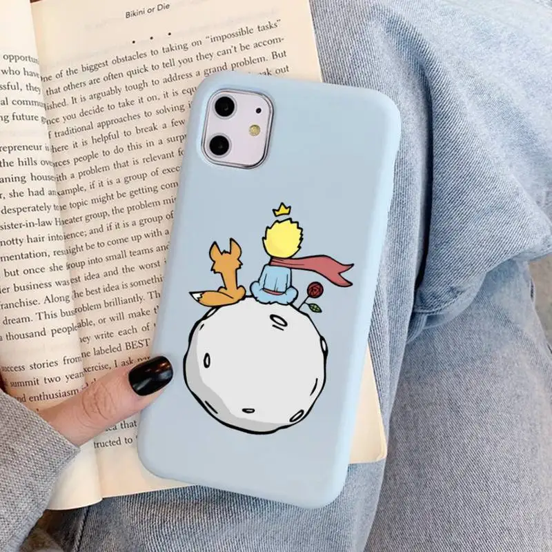 Cartoon The Little Prince fox Phone Case for iPhone 14 11 12 13 Mini Pro Xs Max 8 7 6 6S Plus X XR Solid Candy Color Case