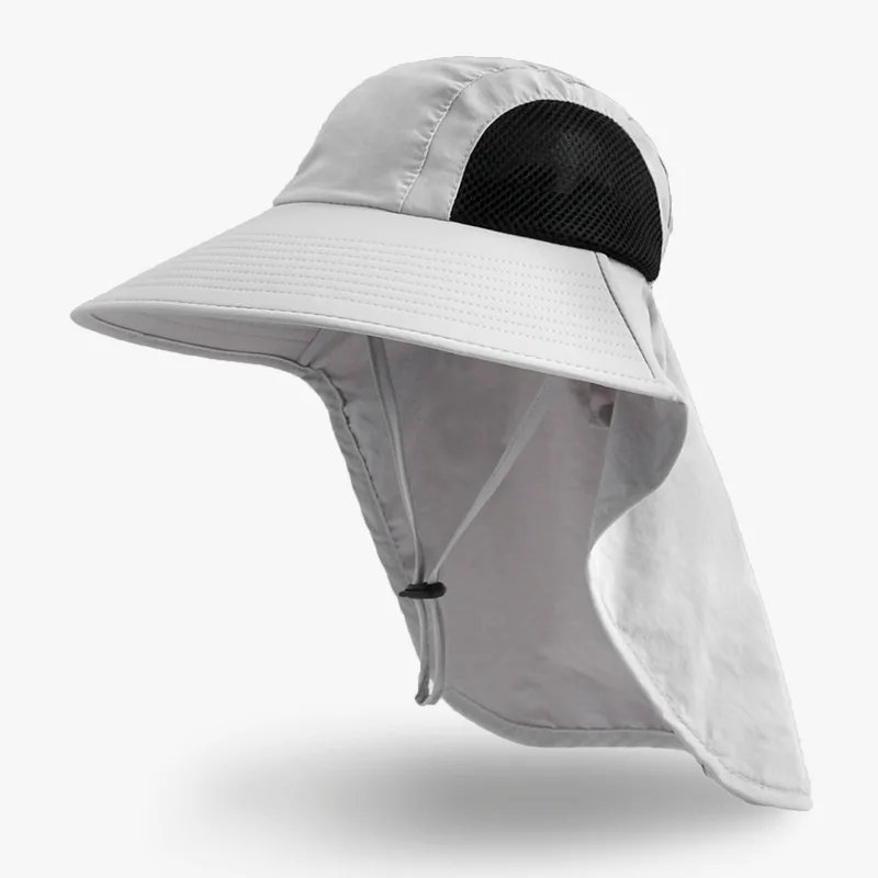 

Summer Anti UV Sun Hats For Men Women Ponytail Hat Breathable Bucket Hat With Neck Flap Male Outdoor Qucik Drying Fishing Hats