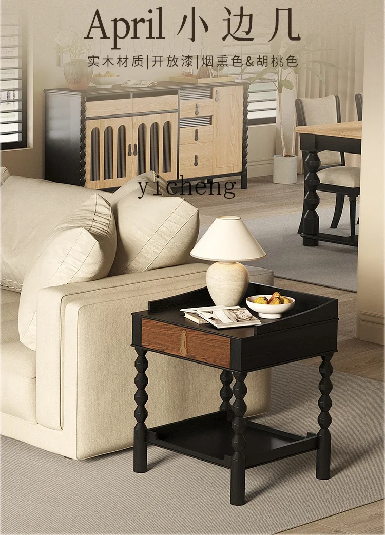 sofa side few French retro square side table locker living room storage
