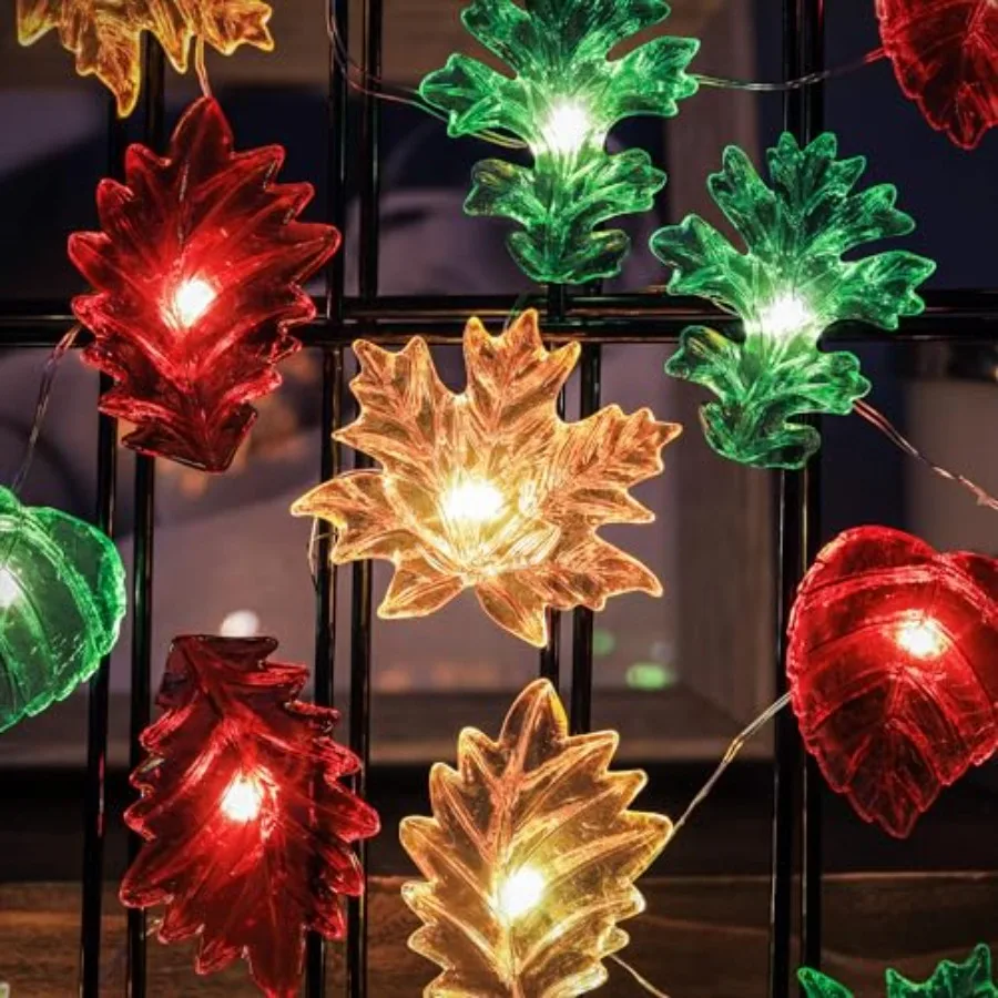 Fall Leaf Lights Thanksgiving Fairy String Lights Harvest Decorative Lights Maple Oak Decor 10Feet 30LED USB Plug in or Battery