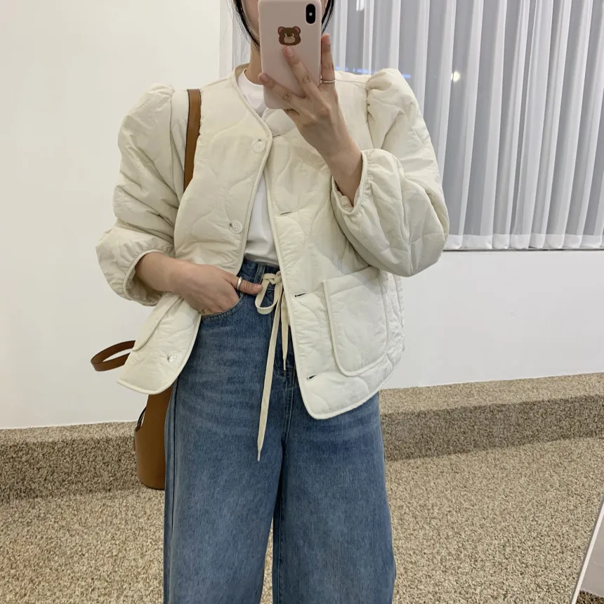 

Women's Chic Casual Loose Thiened Cotton Jaet Autumn Winter New Sle Design Versatile Faionable Warm Top