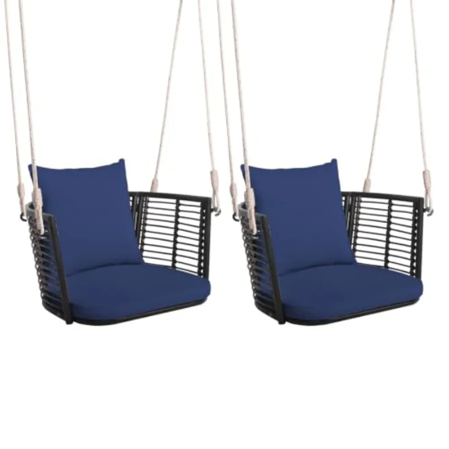 2 Pack Outdoor Hanging Porch Swing with Cushions, Single Person