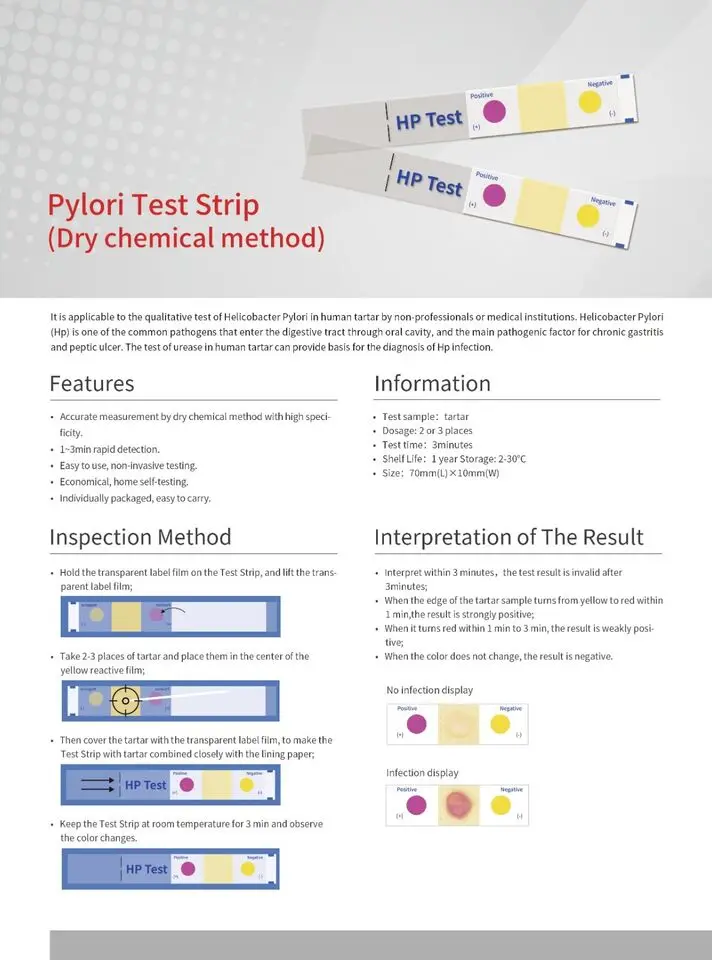 CONTEC Helicobacter pylori carta reattiva per gastriti cronico e ulcera peptica rilevamento dell'ureasi in tartaro 50 pz/scatola