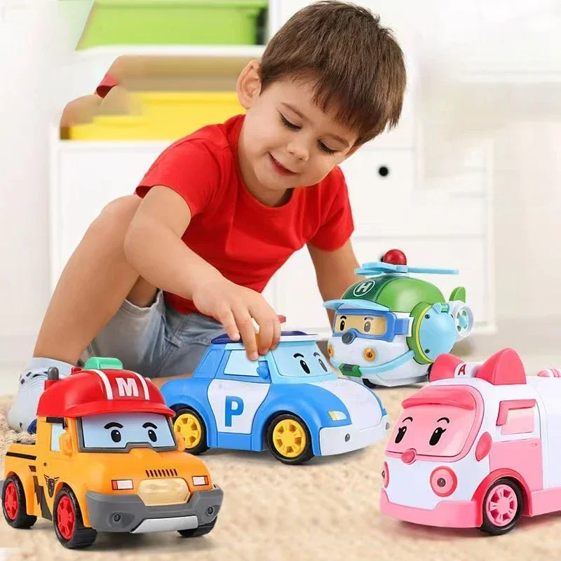 Polis Robocar Action Figure para Crianças, Robô Deformação, Amber Roy, Modelos de desenhos animados, Brinquedos Anime, Presentes de Natal, 6 peças