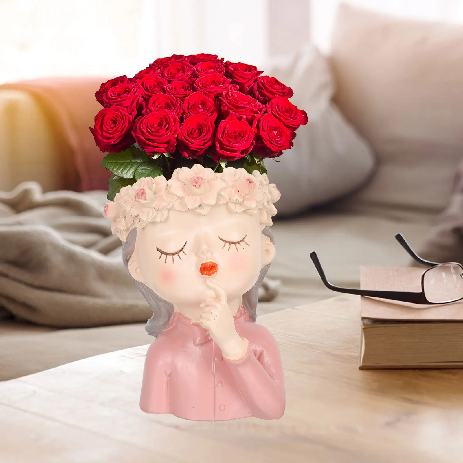 

Creative Resin Succulent Plant Pot Girl Shape Flower Container for Home Office Decor Desktop Garden Arrangement